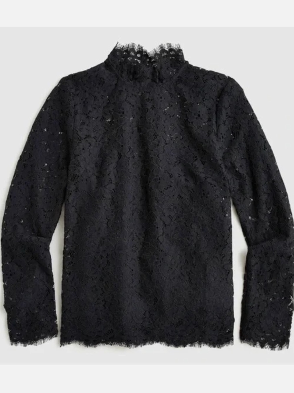 Club Monaco Black Lace High-Neck Long Sleeve Tee